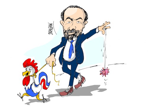 Cartoon: Edouard Philippe-desconfinamient (medium) by Dragan tagged edouard,philippe,francia,desconfinamiento