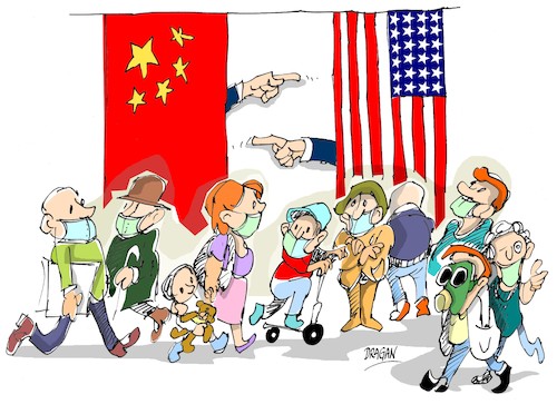 Cartoon: EEUU-China- COVID-19 (medium) by Dragan tagged eeuu,china,covid