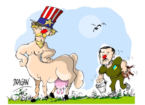 Cartoon: EEUU-Ucrania (medium) by Dragan tagged eeuu,ucrania,volodimir,zelensci