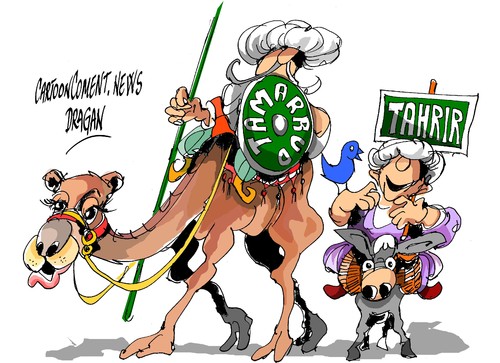 Cartoon: Egipto-tamarud-Tahrir (medium) by Dragan tagged egipto,tamarud,tahrir,harlem,shake,movilizaciones,mohamed,morsi,politics,cartoon