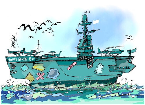 Cartoon: El USS Gerald R. Ford (medium) by Dragan tagged el,uss,gerald,ford