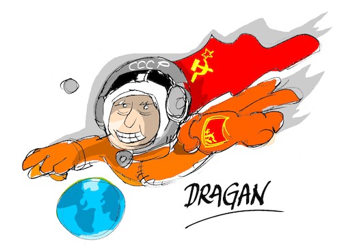 Cartoon: Gagarin-12.04.1961 (medium) by Dragan tagged yuri,alekseyevich,gagarin