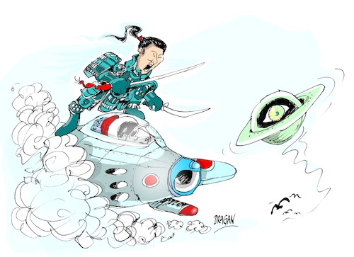 Cartoon: Japon- ovnis (medium) by Dragan tagged japon,ovnis