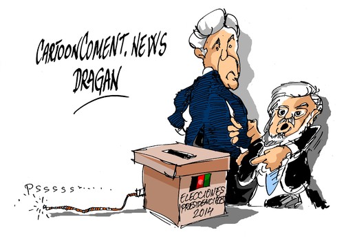 Cartoon: John Kerry-momento muy critico (medium) by Dragan tagged john,kerry,afganistan,elecciones,eeuu,kabul,politics,cartoon