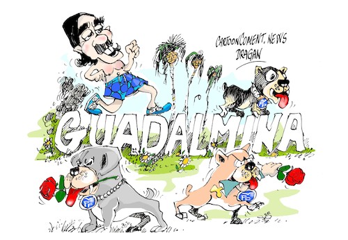 Cartoon: Jose Maria Aznar-perros sueltos (medium) by Dragan tagged jose,maria,azna,peros,sueltos,pp
