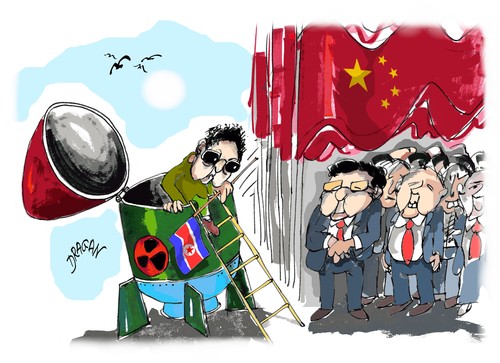 Cartoon: Kim Jong-Il (medium) by Dragan tagged kim,jong,il,china,corea,del,norte,pekin,politics,cartoon