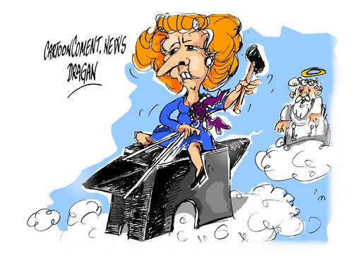 Cartoon: Margaret Thatcher-Dama de Hierro (medium) by Dragan tagged margaret,thatcher,dama,de,hierro,reino,unido,politics,cartoon