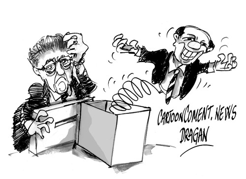 Cartoon: Mario Monti-Silvio Berlusconi (medium) by Dragan tagged silvio,berlusconi,mario,monti,italia,elecciones,politikcs,cartoon