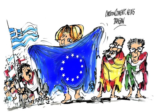 Cartoon: Merkel-Rajoy-Mario-exhibicionist (medium) by Dragan tagged cartoon,politics,crisis,deuda,italia,espana,alemania,grecia,exhibicionismo,monti,mario,rajy,mariano,merke,angela