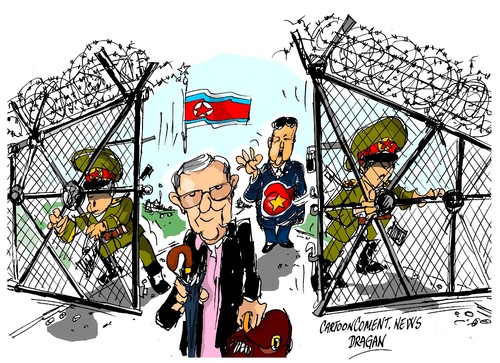 Cartoon: Merrill Newman-Corea del Norte (medium) by Dragan tagged cartoon,politics,pyongyang,norte,del,corea,newman,merrill