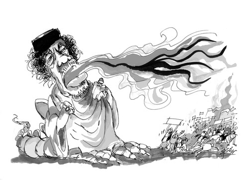 Cartoon: Muamar el Gadafi-furia (medium) by Dragan tagged muamar,el,gadafi,tripoli,libia,politics,cartoon