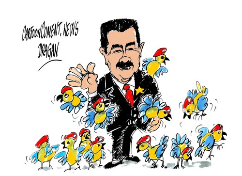 Cartoon: Nicolas Maduro-pajaritos (medium) by Dragan tagged cartoon,politics,venezuela,chavez,hugo,pajaritos,maduro,nicolas