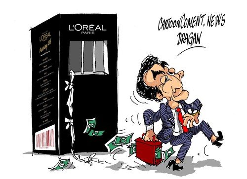 Cartoon: Nicolas Sarkozy L Oreal (medium) by Dragan tagged cartoon,politics,bettencourt,liliane,oreal,sarkozy,nicolas