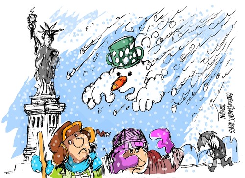 Cartoon: Nueva York-temporal de nieve (medium) by Dragan tagged nueva,york,temporal,de,nieve