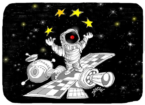 Cartoon: payaso espacial (medium) by Dragan tagged guy,laliberte,cirque,du,soleil,payaso,espacial