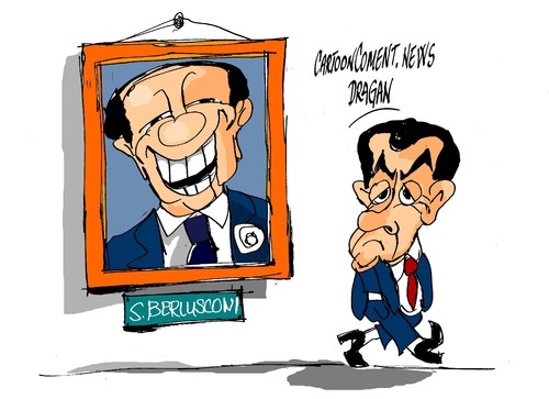 Cartoon: Sarkozy-Berlusconi (medium) by Dragan tagged nicolas,sarkozy,silvio,berlusconi,justicia,estado,de,derecho,politics,cartoon