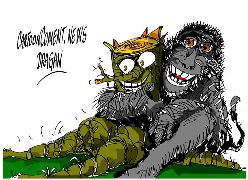 Cartoon: selfies de un macaco-tronco (medium) by Dragan tagged cartoon,slater,david,copyright,tronco,macaco,selfies