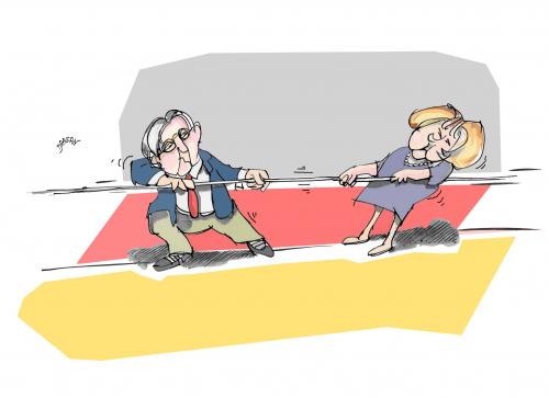 Cartoon: SPD-CDU (medium) by Dragan tagged spd,cdu,steinmeier,merkel