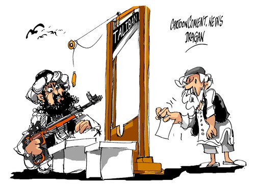 Cartoon: Taliban amenazas (medium) by Dragan tagged pakistan,elecciones,2013,taliban,amenazas,politics,cartoon