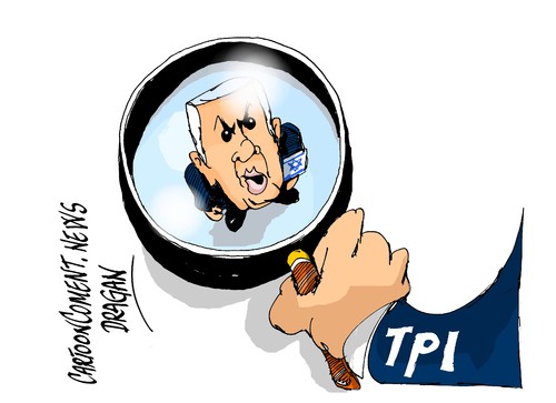 Cartoon: TPI-examen (medium) by Dragan tagged tribunal,penal,internacional,tpi,haya,crimenes,gerera,palestina,izrael,politics,carton