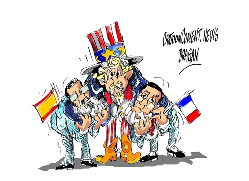 Cartoon: USA Espana Francia afirmacion (medium) by Dragan tagged usa,espana,francia,afirmacion,espionaje,nsa,politics,cartoon