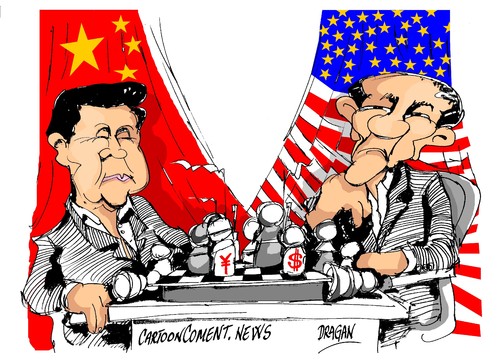 Cartoon: Xi Jinping-Barack Obama (medium) by Dragan tagged xi,jinping,china,barack,obama,estados,unidos,politics,cartoon