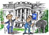 Cartoon: Barack Obama- Mitt Romney (small) by Dragan tagged barack,obama,mitt,romney,casa,blanca,republicanos,democratas,eeuu,politics,cartoon