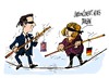 Cartoon: Cameron-Merkel-negociando (small) by Dragan tagged david,cameron,inglaterra,alemania,ue,angela,merkel,politics,cartoon