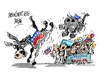 Cartoon: Democratas-ataces (small) by Dragan tagged barack,obama,mitt,romney,eeuu,elecsiones,democratas,republicanos,politics,cartoon