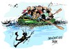 Cartoon: UE Eurosur (small) by Dragan tagged ue,union,europea,pateras,eurosur,fronmteras,mediteraneo,inmigrantes,sin,papeles,politics,cartoon