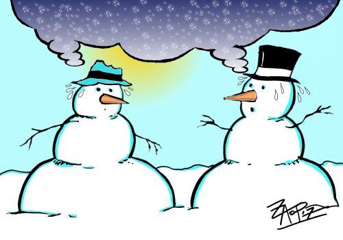 Cartoon: we the snowmen (medium) by johnxag tagged ozon,snow,snowmen,winter,earth,environment