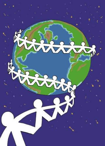 Cartoon: you can help (medium) by johnxag tagged together,prevent,protect,save,planet,globe,earth,chain