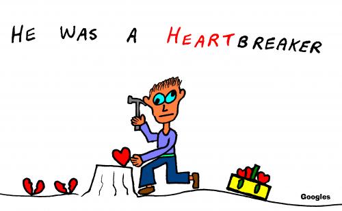 Cartoon: He Was a Heartbreaker (medium) by Rudd Young tagged ruddyoung,heartbreaker,love,funny