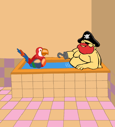 Cartoon: Bath Parrot... (medium) by berk-olgun tagged bath,parrot