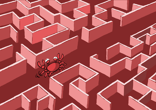 Cartoon: Crab Labyrinth... (medium) by berk-olgun tagged crab,labyrinth