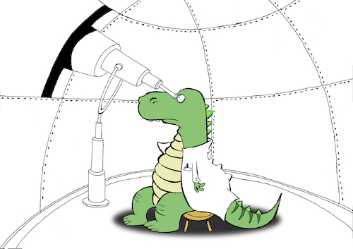 Cartoon: Dinosaur Observatory... (medium) by berk-olgun tagged dinosaur,observatory