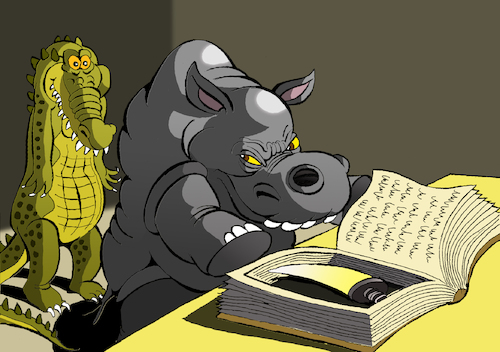 Cartoon: Hippo vs Crocodile... (medium) by berk-olgun tagged hippo,vs,crocodile