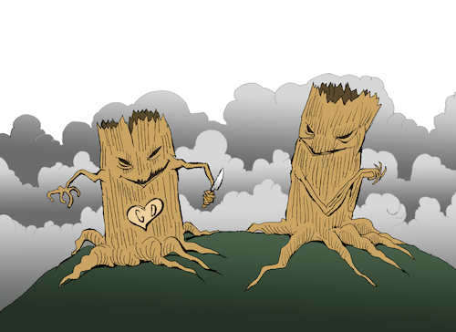 Cartoon: Horror Trees... (medium) by berk-olgun tagged horror,trees