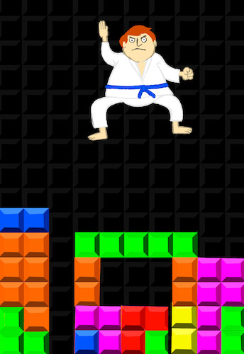 Cartoon: Karate Tetris... (medium) by berk-olgun tagged tetris