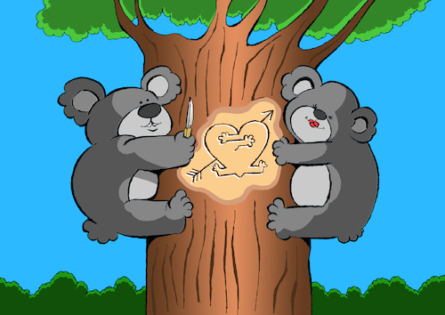 Cartoon: Koala in Love... (medium) by berk-olgun tagged koala,in,love
