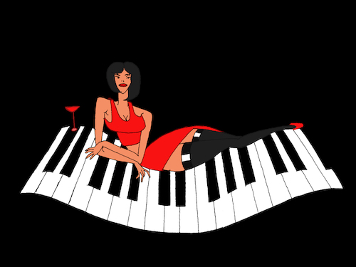 Cartoon: Laying on Piano... (medium) by berk-olgun tagged laying,on,piano