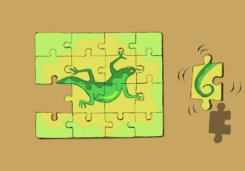 Cartoon: Lizard Puzzle... (medium) by berk-olgun tagged lizard,puzzle