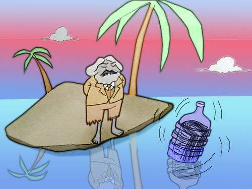 Cartoon: Marx at Desert Island.. (medium) by berk-olgun tagged marx,at,desert,sland