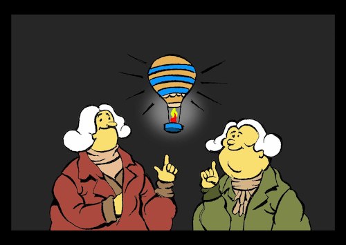 Cartoon: Montgolfier Brothers... (medium) by berk-olgun tagged montgolfier,brothers