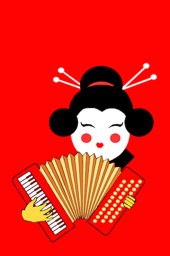 Cartoon: Multifunctional Geisha... (medium) by berk-olgun tagged multifunctional,geisha