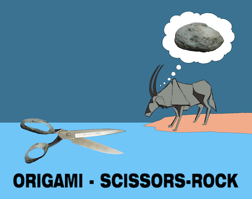 Cartoon: Origami Scissors Rock... (medium) by berk-olgun tagged origami,scissors,rock