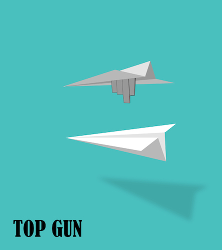 Cartoon: Origamic Top Gun... (medium) by berk-olgun tagged origamic,top,gun