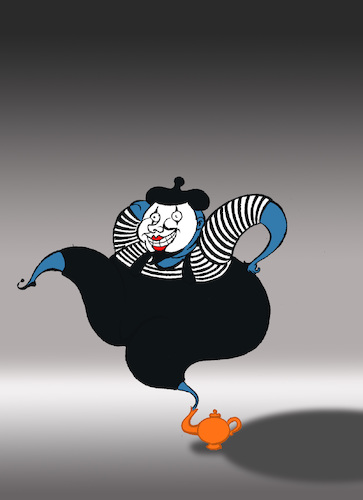 Cartoon: Pantomimer Genie... (medium) by berk-olgun tagged pantomimer,genie