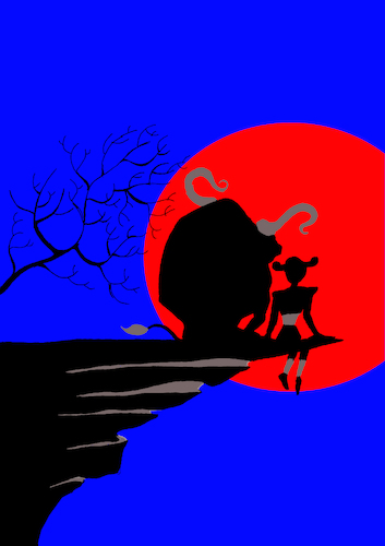 Cartoon: Red Moon... (medium) by berk-olgun tagged red,moon