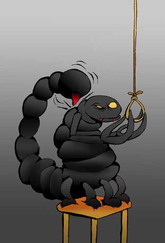Cartoon: Scorpion Suicide... (medium) by berk-olgun tagged scorpion,suicide
